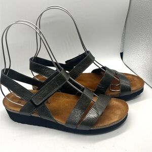 NAOT Kayla Sandals Sz EU 40 - US 9 Grey Metal like new - Leather - Cork